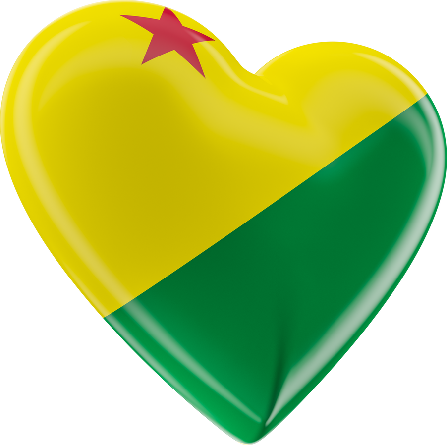 Flag of the Brazilian state of Acre in the shape of a heart in 3d render